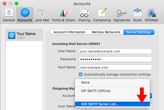 charter email settings for mac